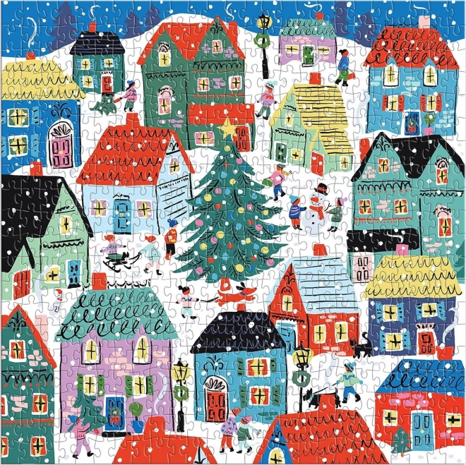 Puzzle carré Noël au village 500 pièces