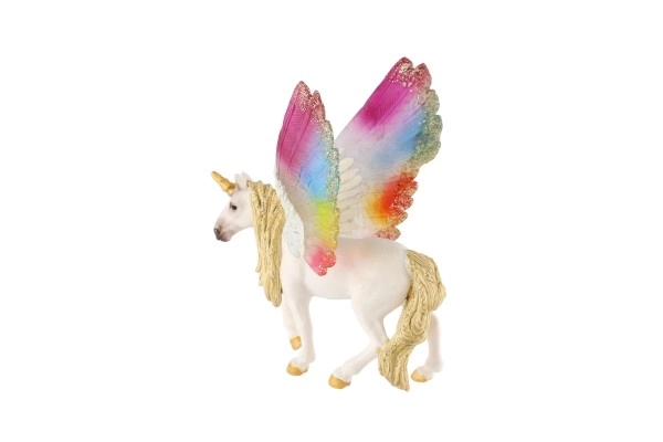 Licorne avec des ailes arc-en-ciel plastique zooted 13cm en sac