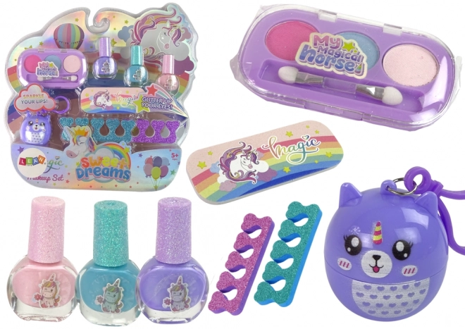 Ensemble de soins des ongles avec brillance et pendentif chat