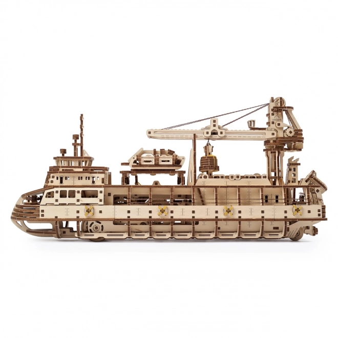 Ugears puzzle 3D - Bateau à vapeur d'exploration 575 pièces