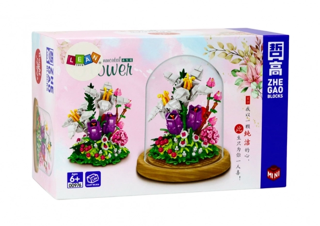 Ensemble de construction floral dans une vitrine