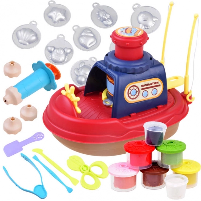 Bateau de pêche avec pâte à modeler pour enfants