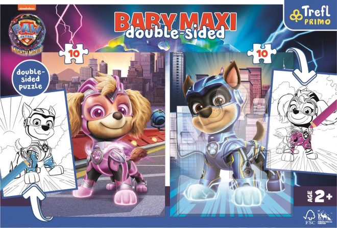 Puzzle MAXI recto-verso 2x10 pièces Chiens héros Pat'Patrouille/Paw patrol dans une boîte 40x27x6cm 24m+