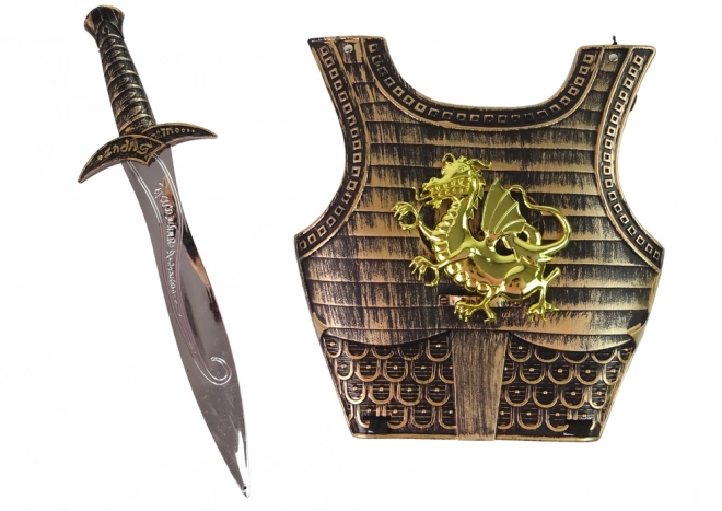 Costume de samouraï pour enfants avec armure dorée, arc et épée