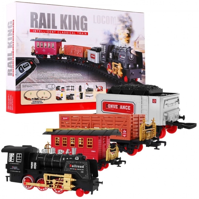 Train télécommandé avec rails pour enfants 3+ Fonction fumée + sons Lumières
