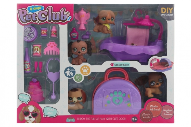 Ensemble de petits chiens avec accessoires