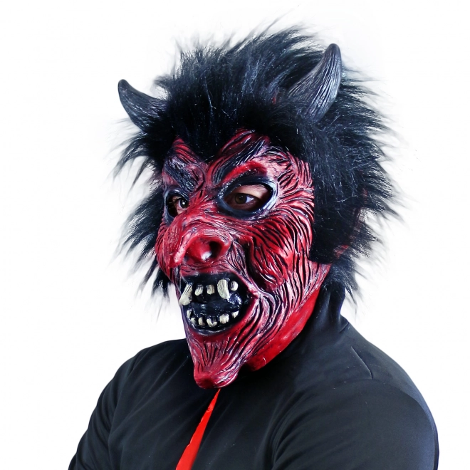 Masque de diable avec cheveux pour adulte