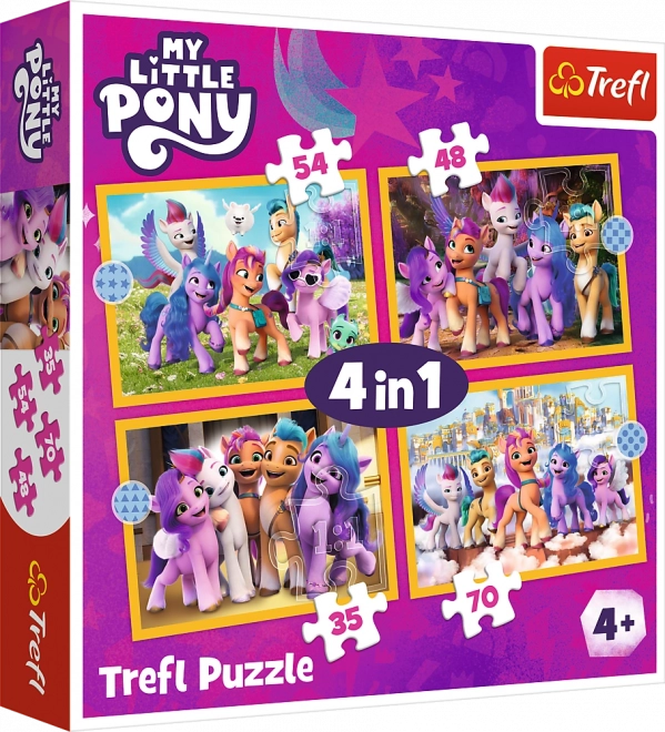 TREFL Puzzle My Little Pony : Faites connaissance avec les poneys 4 en 1 (35,48,54,70 pièces)