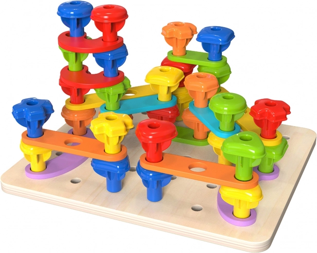 Tableau multifonctionnel Tooky Toy avec des vis colorées pour l'apprentissage des formes