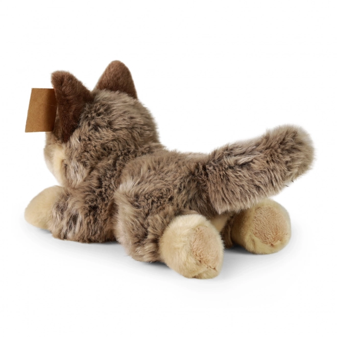 Loup en peluche allongé 20 cm ÉCOLOGIQUE
