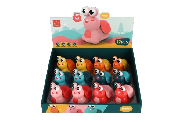 Escargot appuyez et partez plastique 8 cm à inertie 3 couleurs 12 pcs en boîte