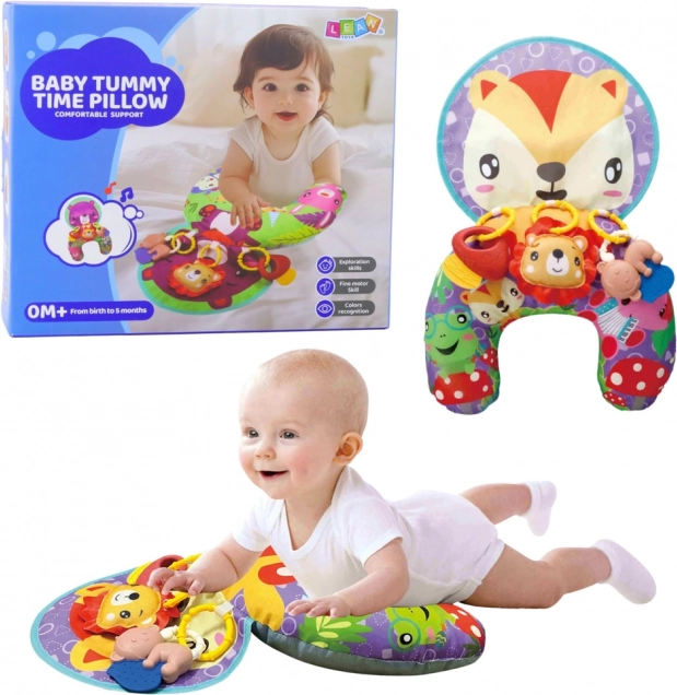 Coussin de soutien pour bébé avec suspensions et tapis bruissant renard