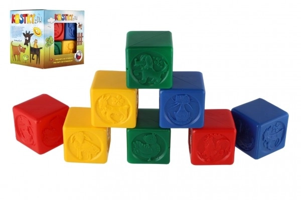 Blocs en plastique colorés avec animaux, ensemble de 8 pièces