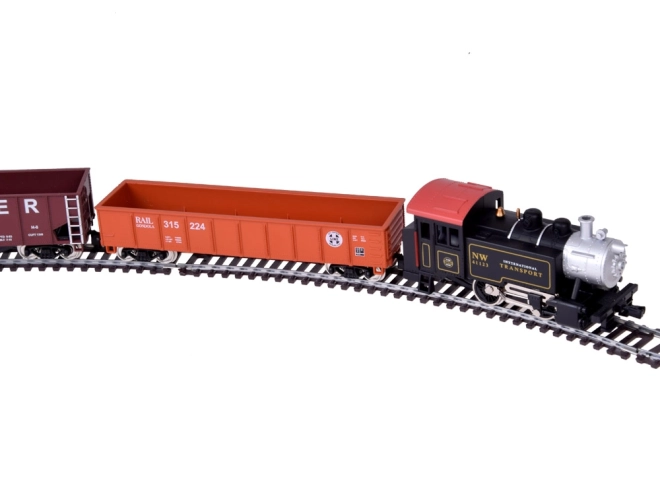 Ensemble de train électrique avec locomotive à vapeur classique et unité de contrôle