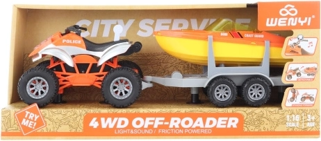 Quad avec remorque et bateau à piles pour enfants