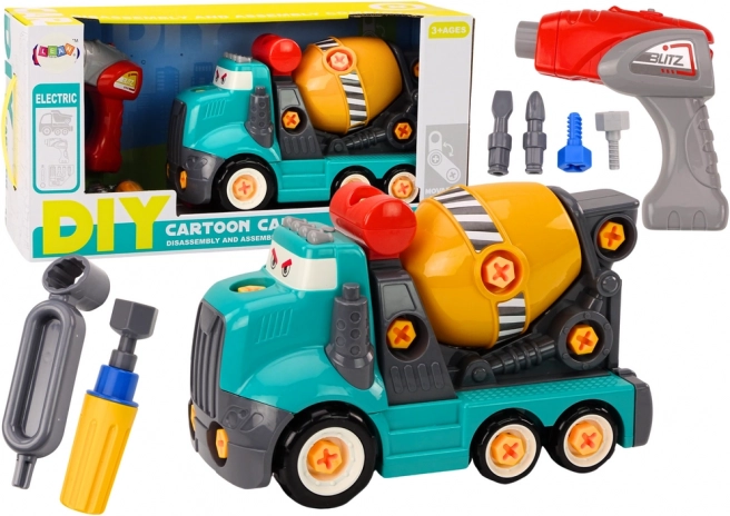 Camion-bétonnière Cartoon à assembler DIY Turquoise