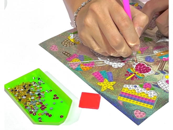 Set d'autocollants de broderie au diamant animaux jardin arc-en-ciel mosaïque