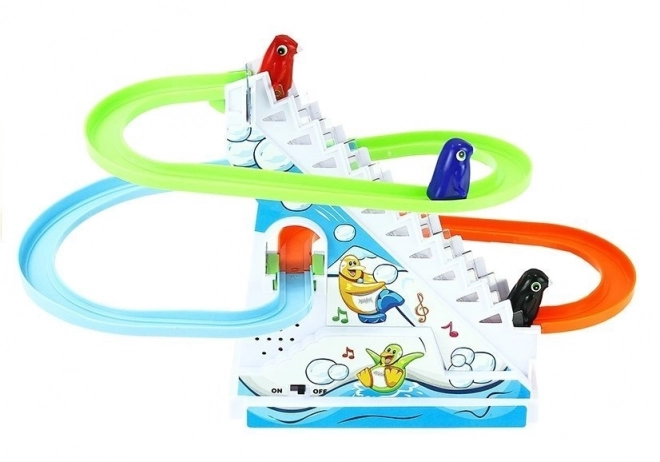 Pingouins sur escalators mobiles avec lumière et mélodies