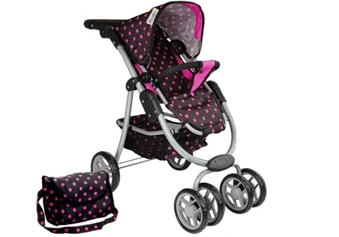 Poussette 2 en 1 avec sac pour poussette Black and Pink