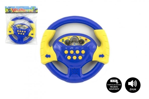 Volant en plastique bleu 20cm à piles avec son dans un sac design tchèque