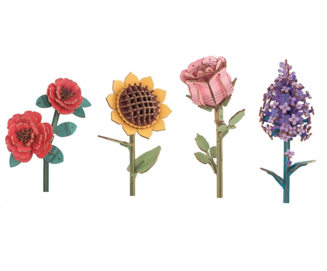 Bouquet de fleurs en bois 3D