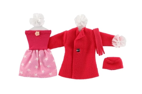 Robes/Vêtements - robes, manteau et bonnet pour poupées assortiment sur carte 22x21cm