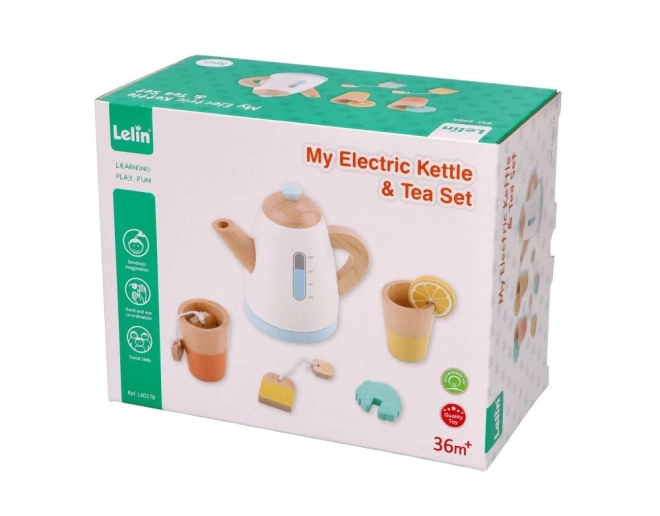 Service à thé en bois avec théière et tasses