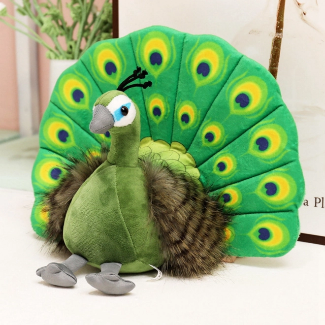 Jouet en peluche Paon Élégant vert 30 cm