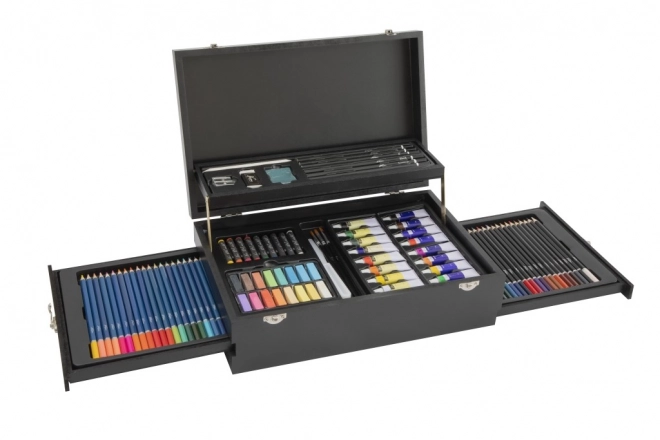 Ensemble de peinture dans une mallette en bois étagée