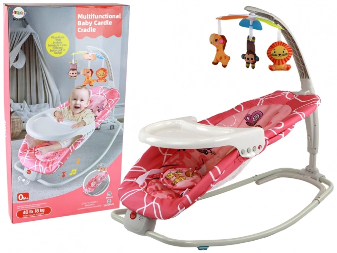 Fauteuil à bascule pour enfants 2 en 1 Chaise Sons Vibrations Girafe – rose