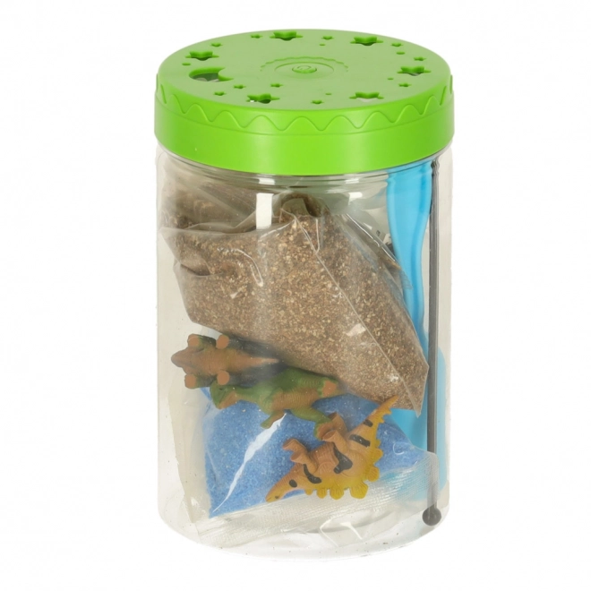Terrarium pour cultiver des plantes avec lampe LED et dinosaures