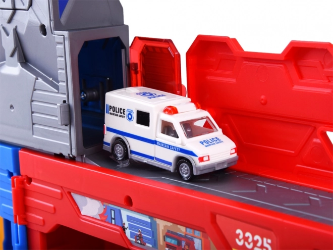 Méga garage avec police et pompiers avec ascenseur