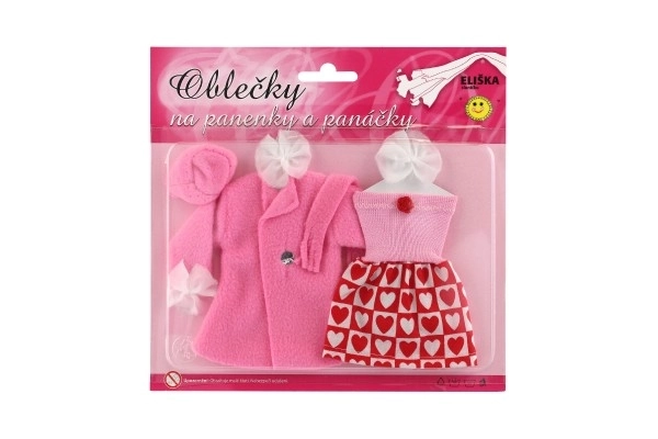 Robes/Vêtements - robes, manteau et bonnet pour poupées assortiment sur carte 22x21cm