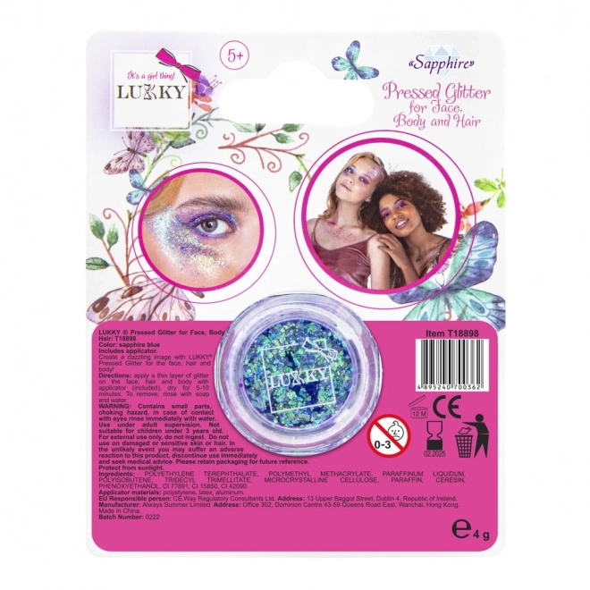 Lukky paillettes avec applicateur pour le visage, le corps et les cheveux - saphir