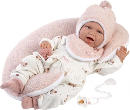 Poupée bébé Mimi 42 cm avec coussin bretzel