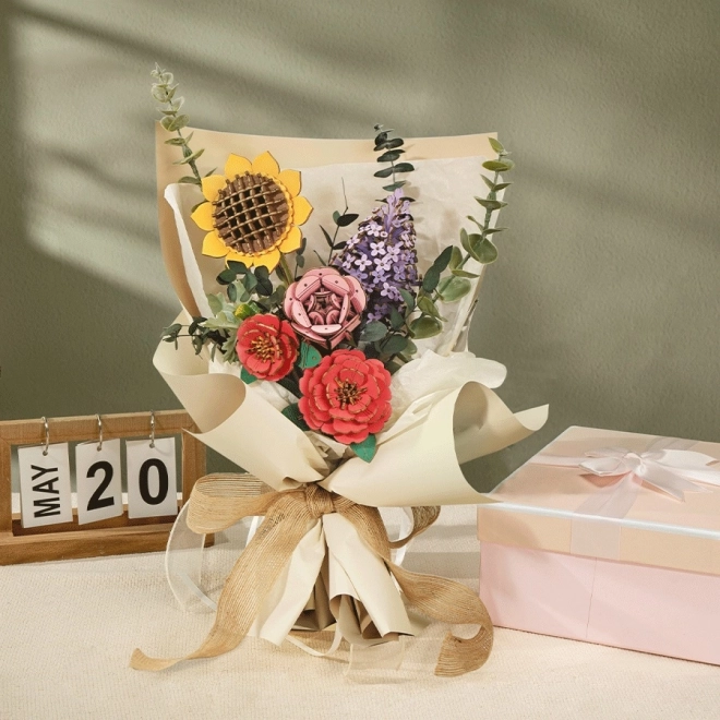 Puzzle 3D en bois RoboTime Rose rose