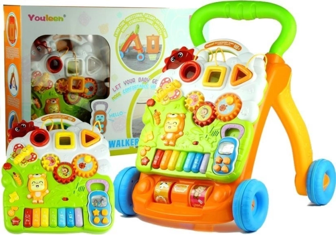 Trotteur interactif 2-en-1 avec panneau éducatif amovible