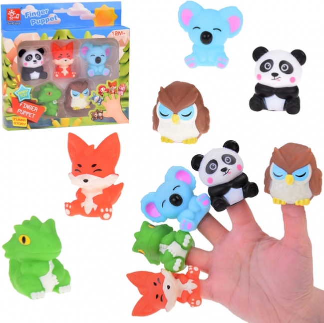Marionnettes à doigts en caoutchouc ZOO animaux - ensemble de 5 figurines
