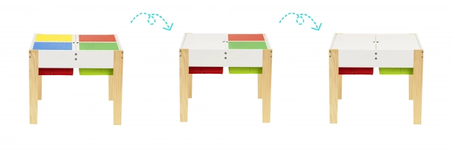 ECOTOYS Table en bois pour enfants avec plateau de jeu et deux chaises