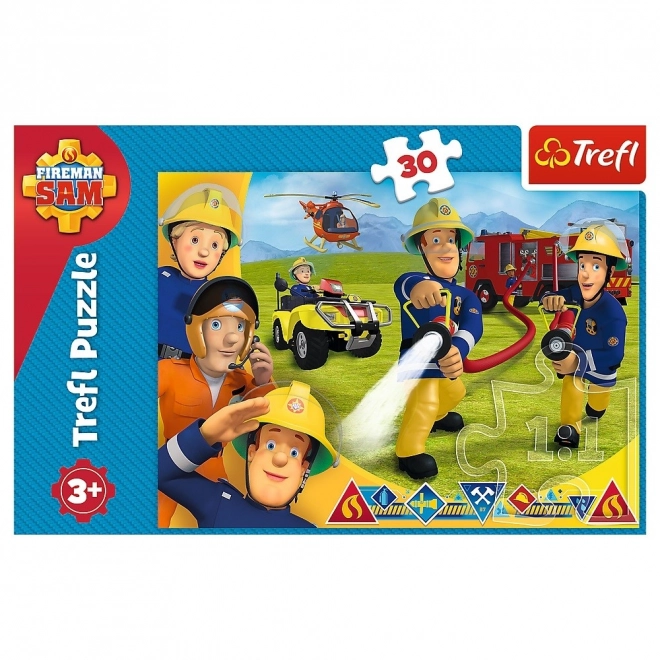 Puzzle 30 pièces - Sam le Pompier, Prêts à aider