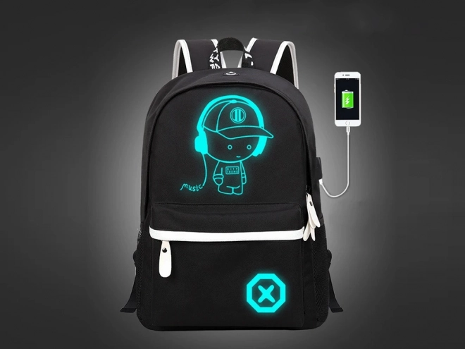 Cartable scolaire avec motif musical et USB