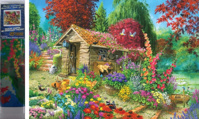 Kit de peinture diamant - chalet dans le jardin