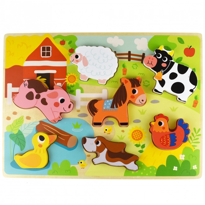 Puzzle Montessori en bois animaux de la ferme