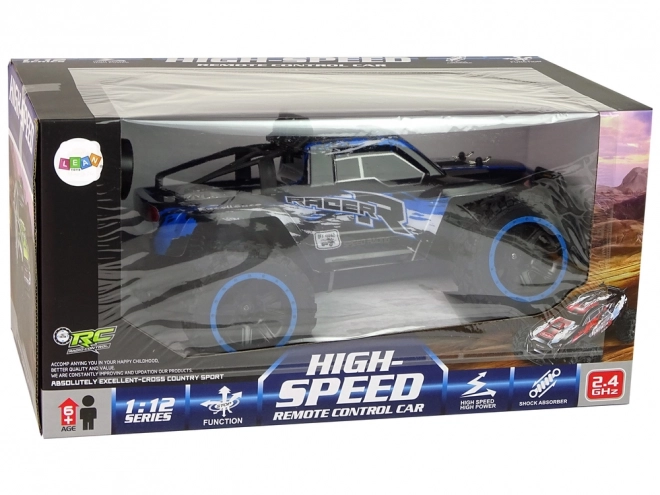 Tout-Terrain R/C 2.4 G amortisseurs 1:12 bleu