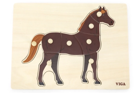 Puzzle d’insertion Montessori en bois Cheval VIGA