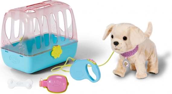 baby born mon joyeux chien interactif avec boîte de transport