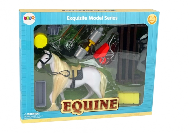 Figurine de cheval avec crinière coiffable et accessoires