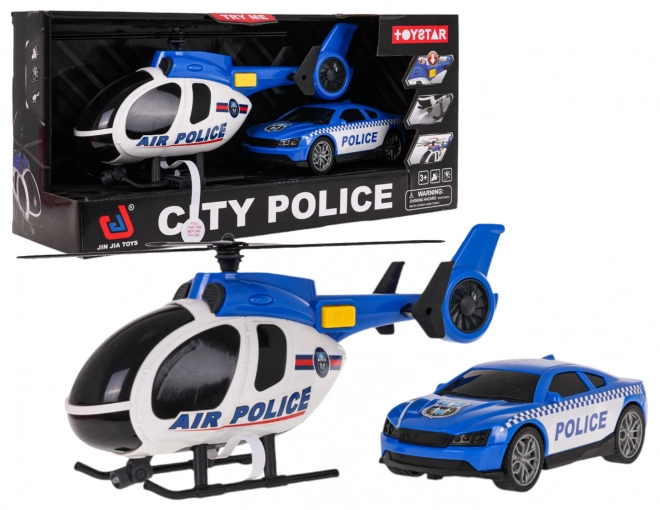 Ensemble hélicoptère + voiture de police