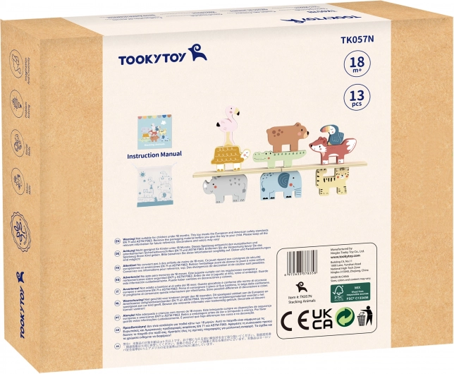 Blocs en bois animaux Montessori 9 pcs de Tooky Toy