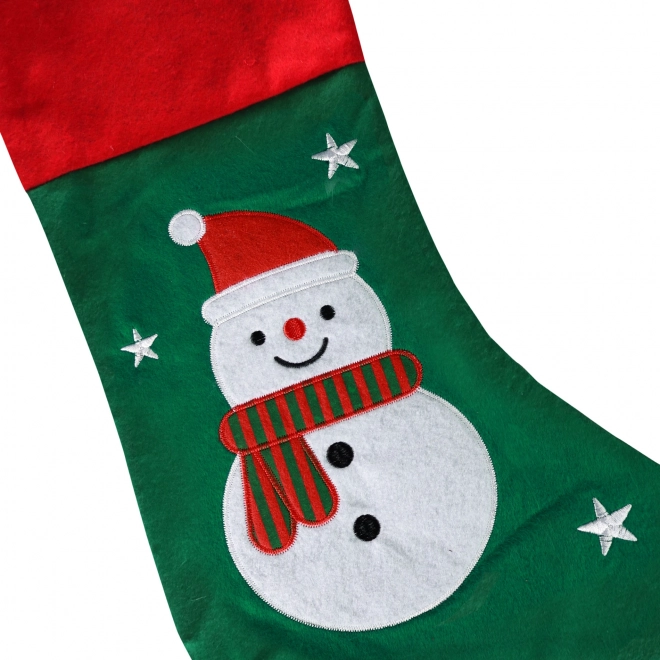 Chaussette de Noël verte avec bonhomme de neige